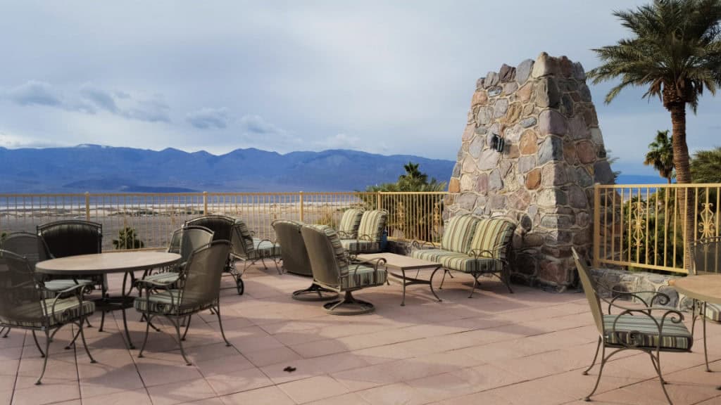 Outside seating area at the inn at Death Valley