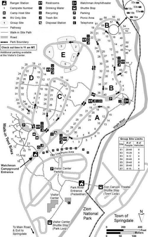 zion watchman campground map - Park Ranger John