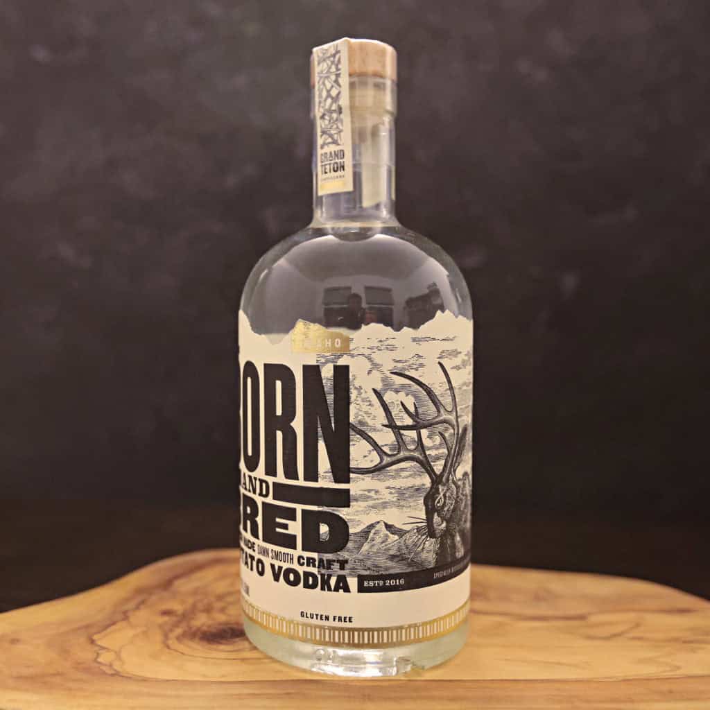 Born and Bred Vodka with a Jackelope on the label