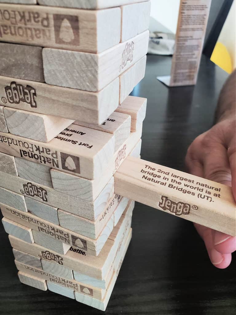 Playing National Parks Edition Jenga