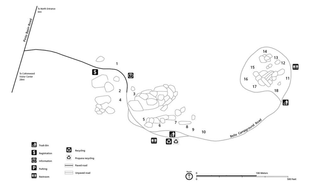 Belle Campground Map Joshua Tree National Park