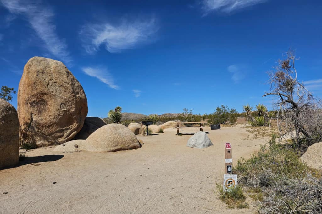 Campsite 13 White Tank Campground in Joshua Tree National Park