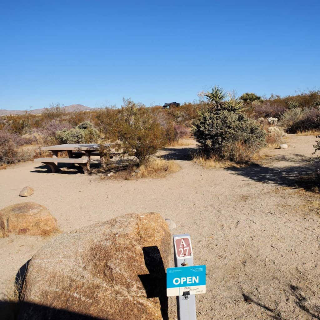 Campsite A27 Cottonwood Campground Joshuua Tree National Park