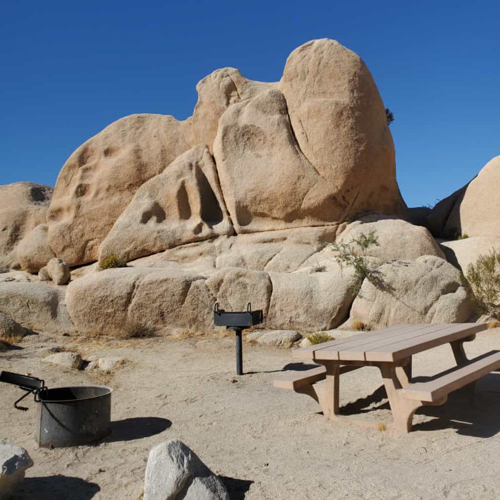 Campsite in White Tank Campground in Joshua Tree National Park