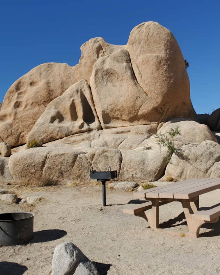 Campsite in White Tank Campground in Joshua Tree National Park