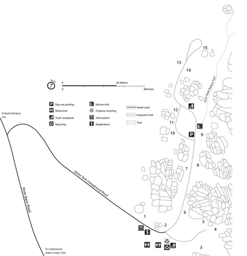 White Tank Campground Map for Joshua Tree National Park in California