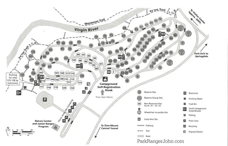 Zion Canyon Campground Map South Campground - Zion National Park | Park Ranger John