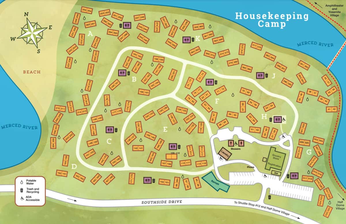 Housekeeping Camp Map Yosemite National Park