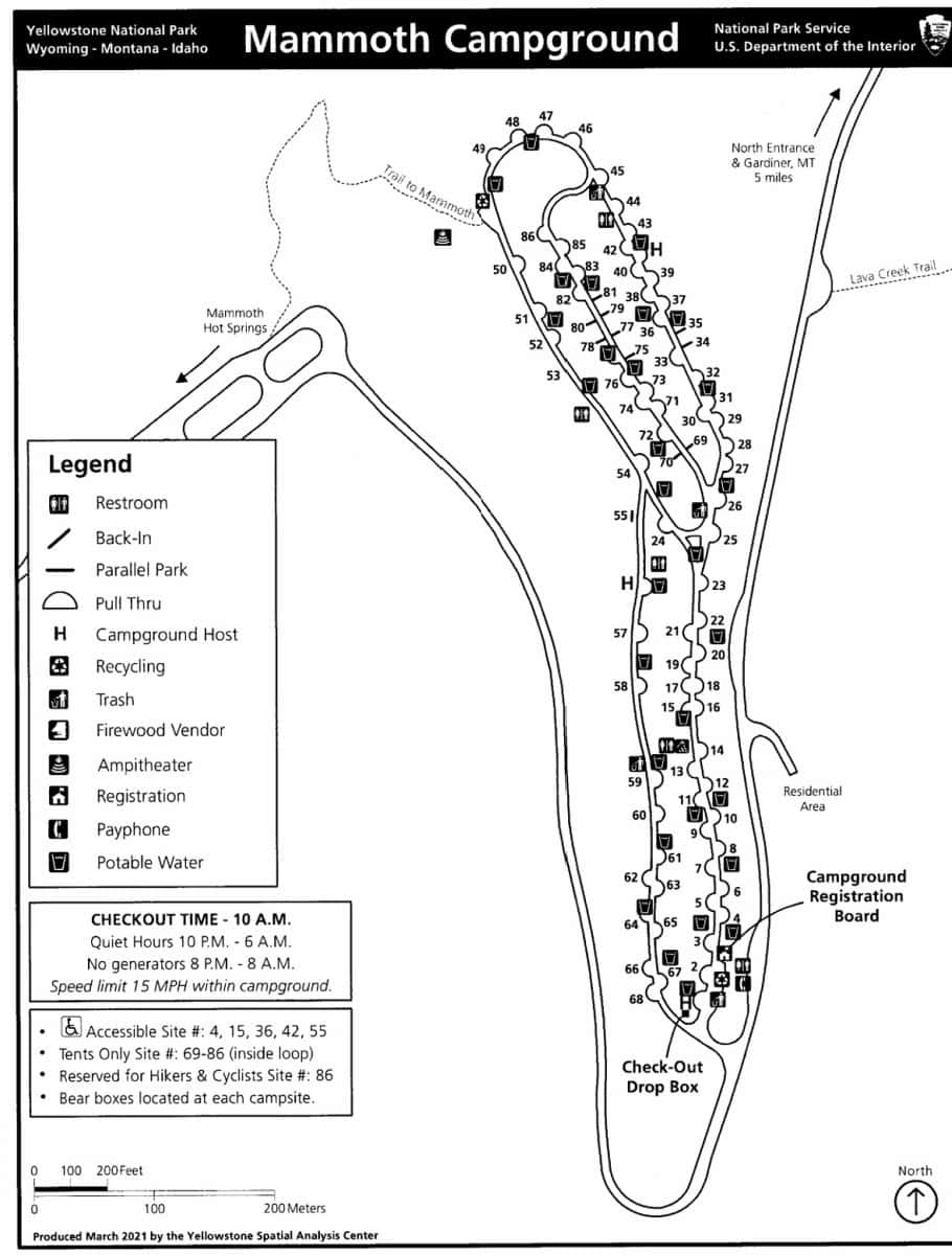 Mammoth Campground Map Yellowstone National Park