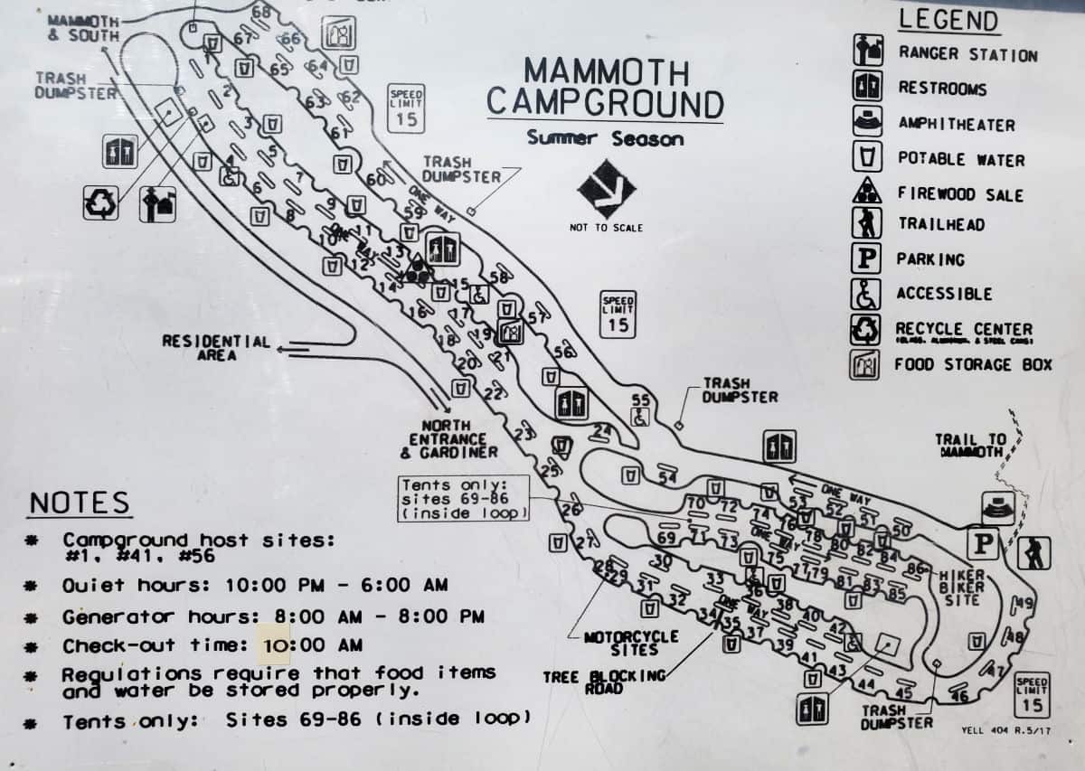 Mammoth Campground Map Yellowstone National Park