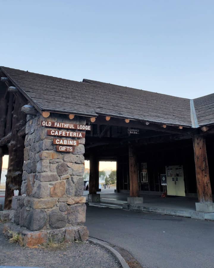 Old Faithful Frontier Cabin registration Entrance at Yellowstone National Park