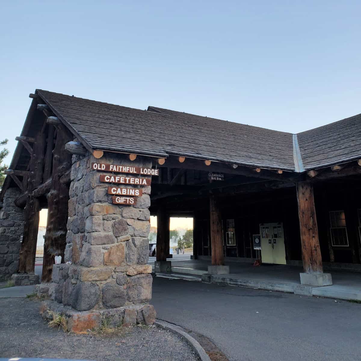 Old Faithful Frontier Cabin registration Entrance at Yellowstone National Park