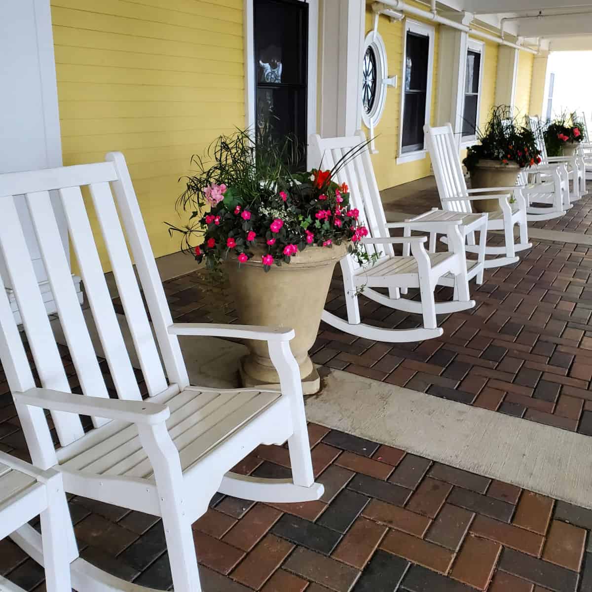 rocking chairs at Lake Yellowstone Hotel Yellowstone National Park