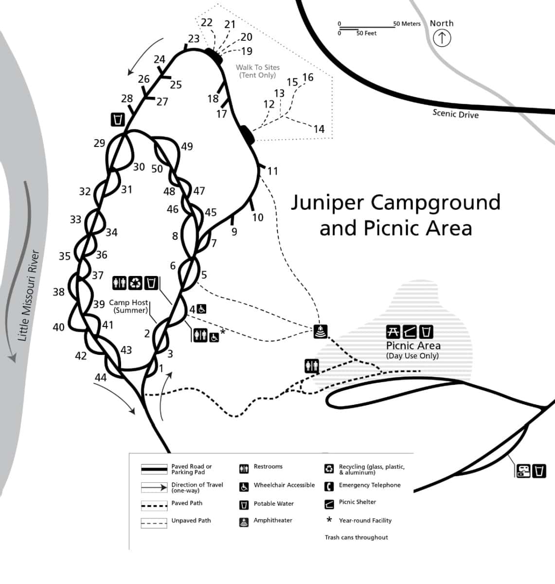 Juniper Campground map Theodore Roosevelt National Park