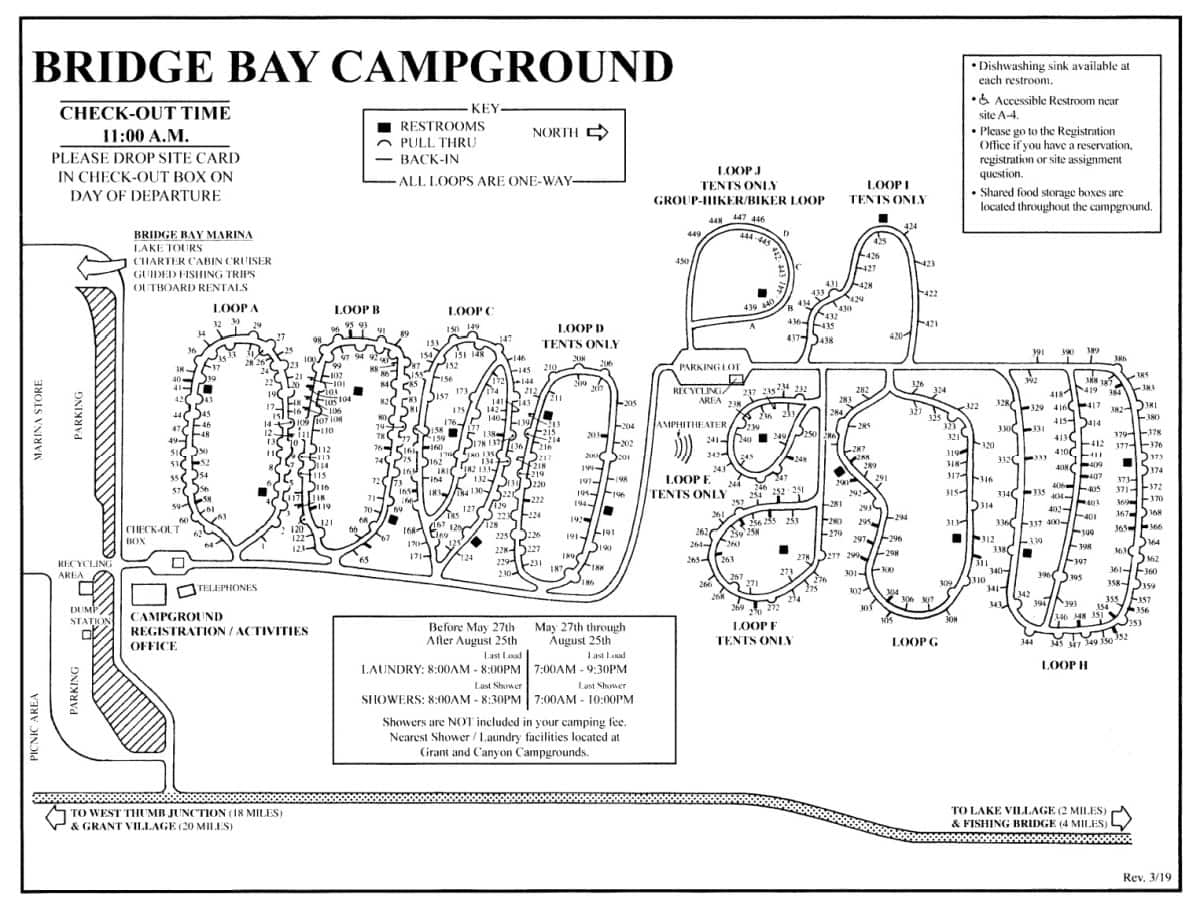 Bridge Bay Campground Map Yellowstone National Park