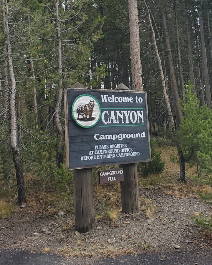 Canyon Campground Entrance Sign Yellowstone National Park