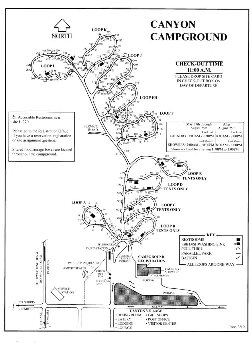 Canyon Campground Map Yellowstone National Park