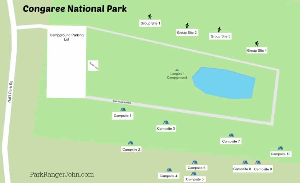 Congaree Longleaf Campground Map