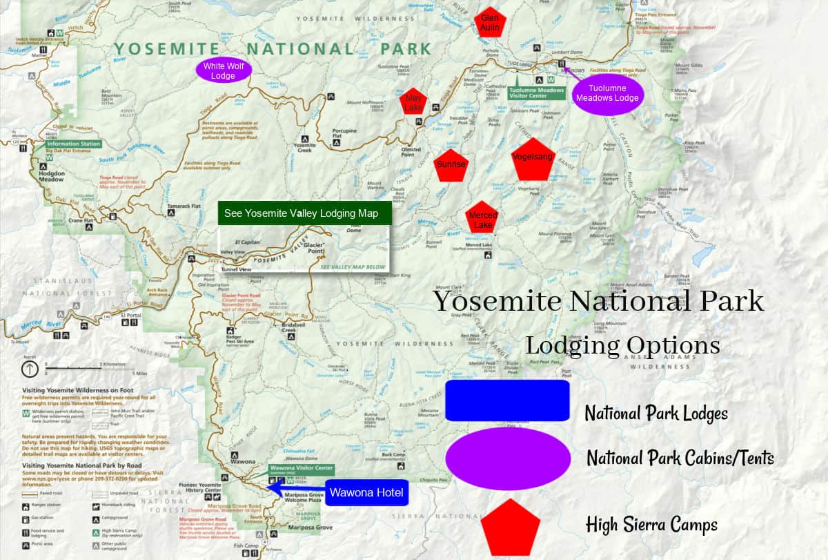 Yosemite Lodging location Map