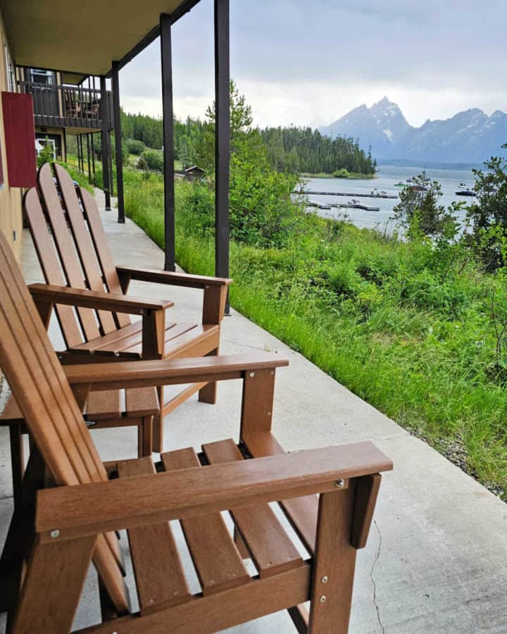 Adirondack Chairs on back deck on Signal Lodge Cabins