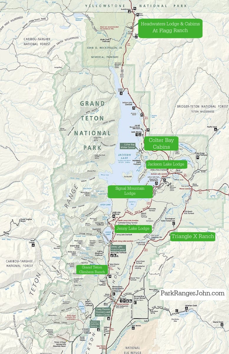 Grand Teton National Park Lodging Map