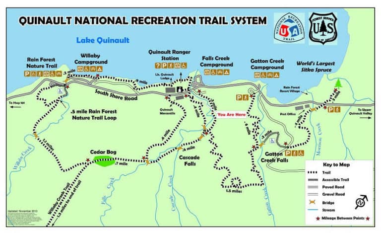 Lake Quinault Olympic National Park Park Ranger John   Quinault Recreation Trail System Map 1 768x469 