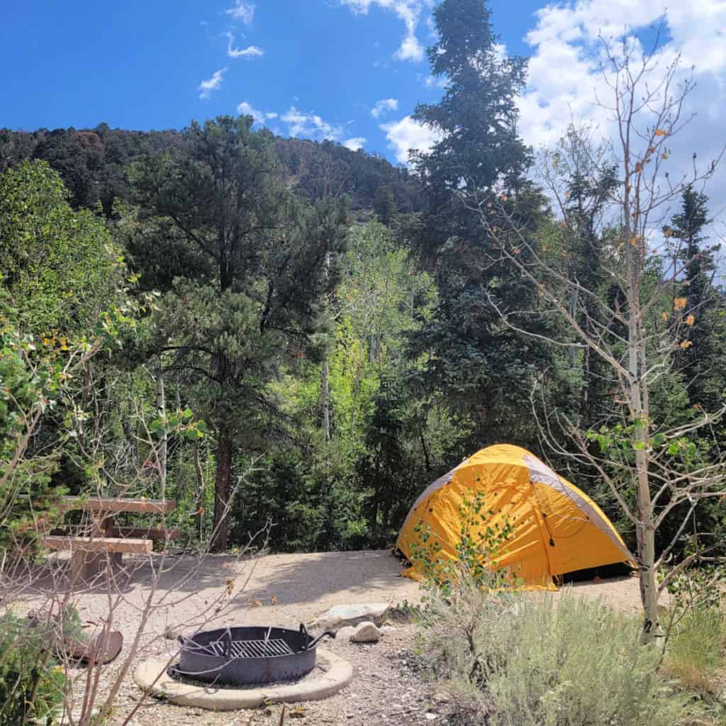 Campsite in Baker Creek Campground Great Basin National Park