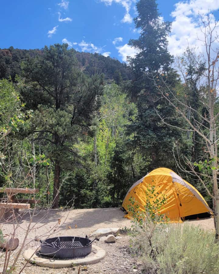 Campsite in Baker Creek Campground Great Basin National Park