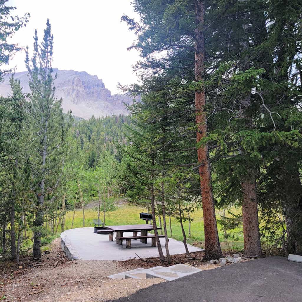 Campsite in Wheeler Peak Campground Great Basin National Park