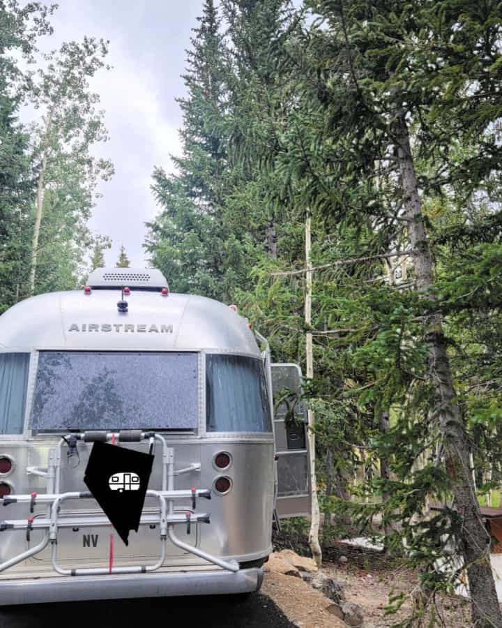 Photo of an airstream camper at Wheeler Peak Campground at Great Basin National Park in Baker Nevada