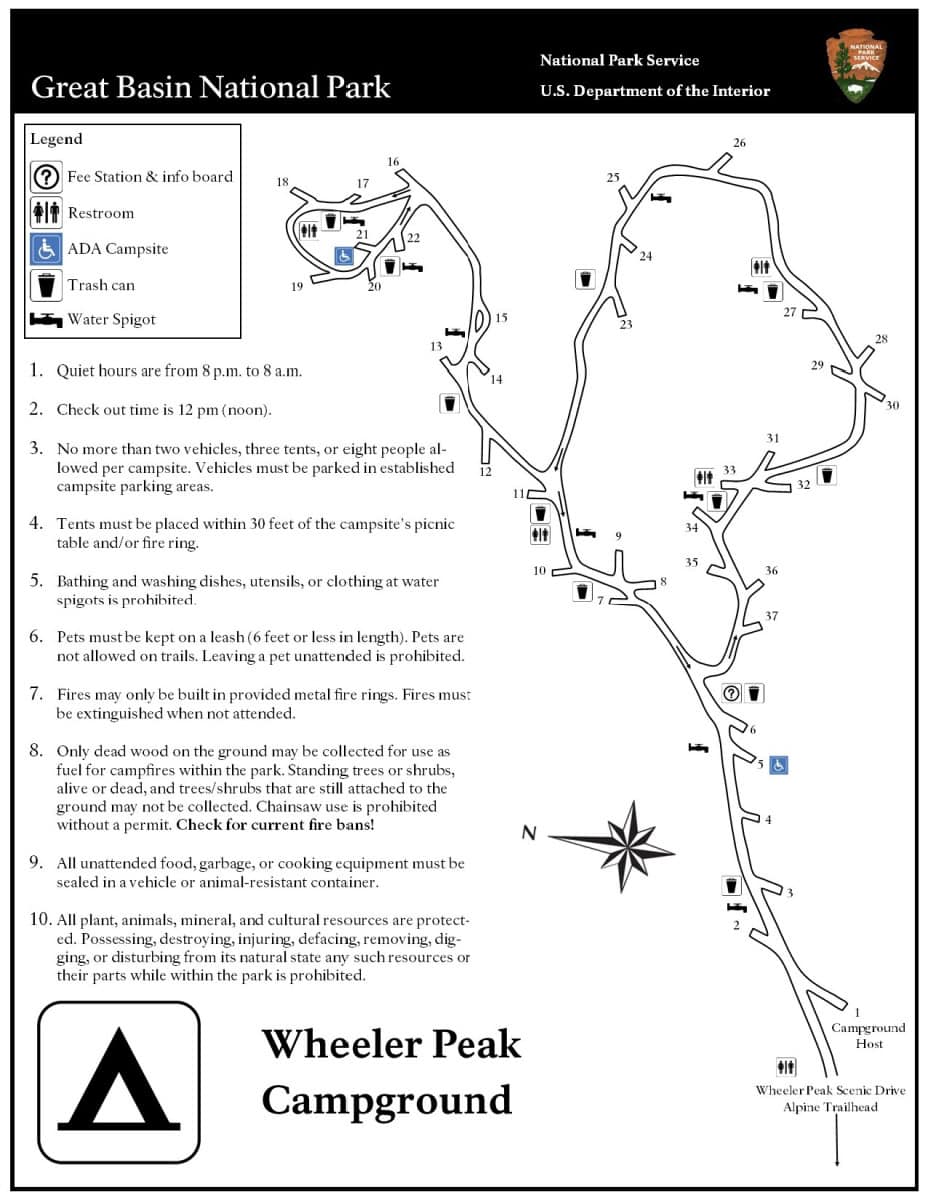 Wheeler Peak Campground map