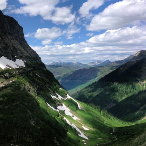 Scenery while driving the Going to the Sun Road in Glacier National Park