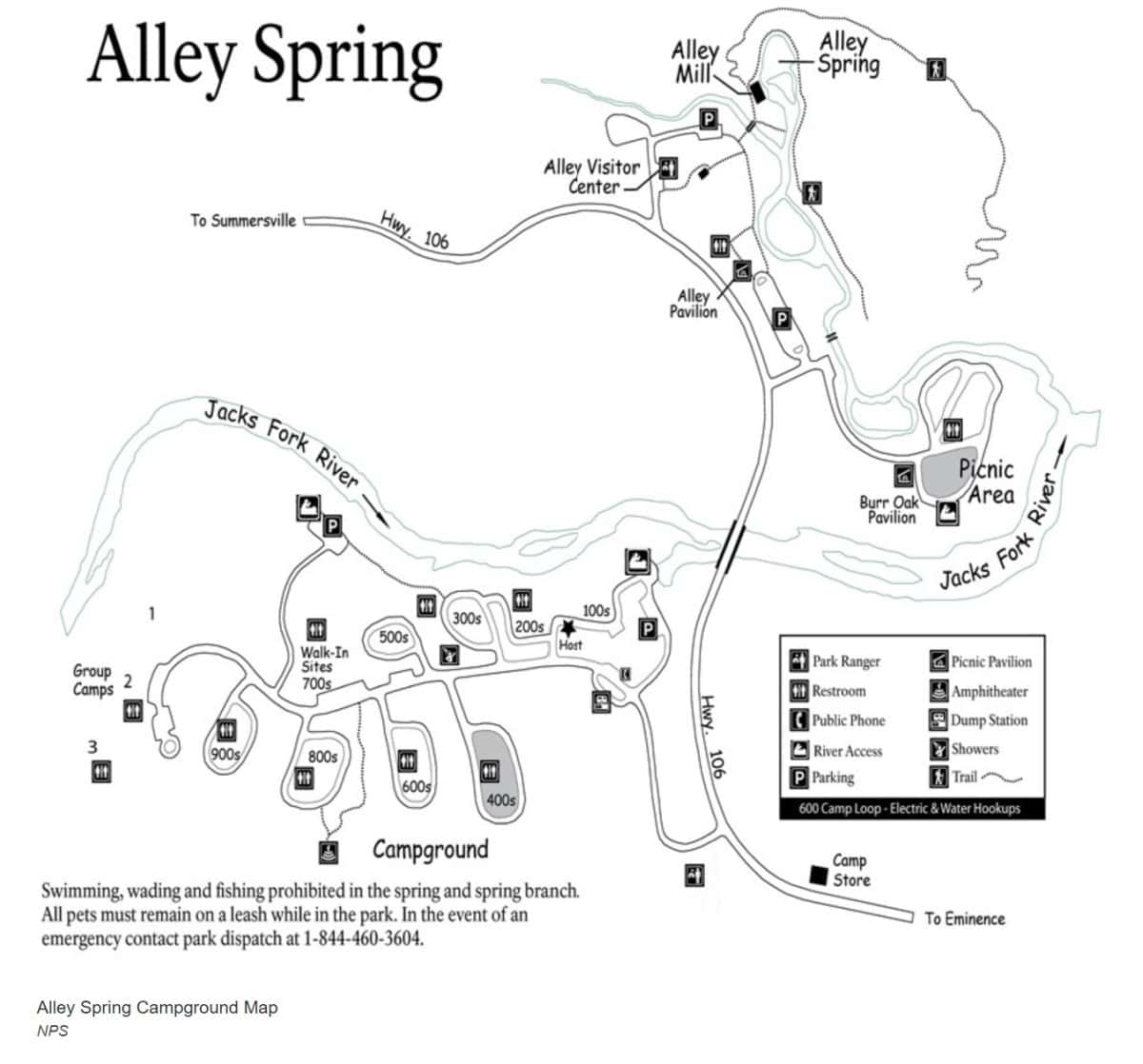 Alley Spring Campground Map