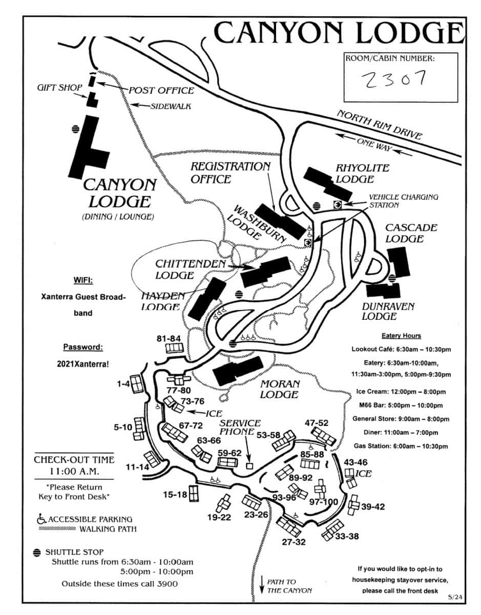 Canyon Lodge Map at Yellowstone National Park