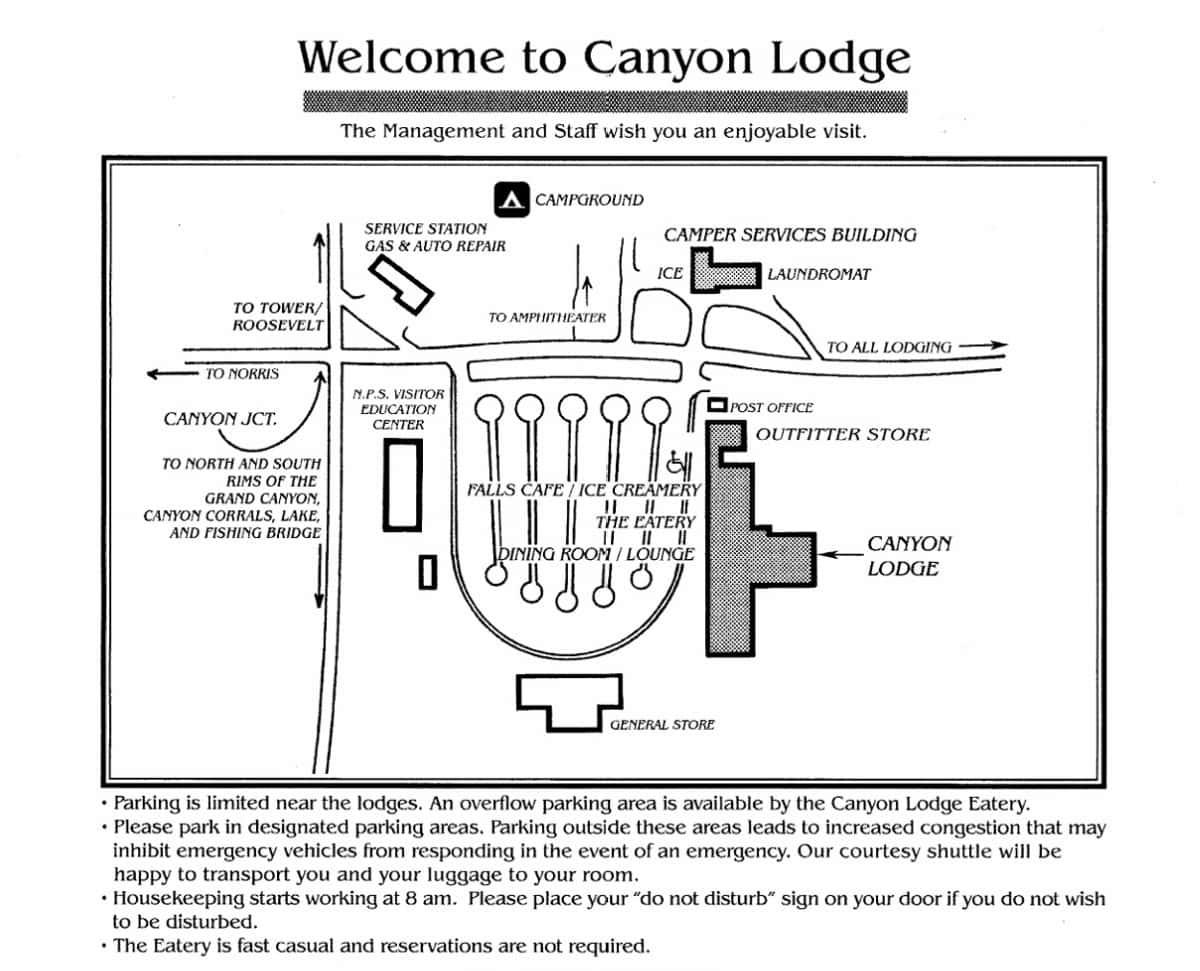 Canyon Lodge and Canyon Village Map page 2 Yellowstone National Park