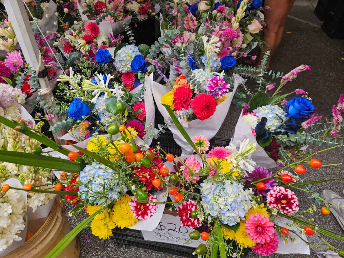 Flower bunches for sale at the market