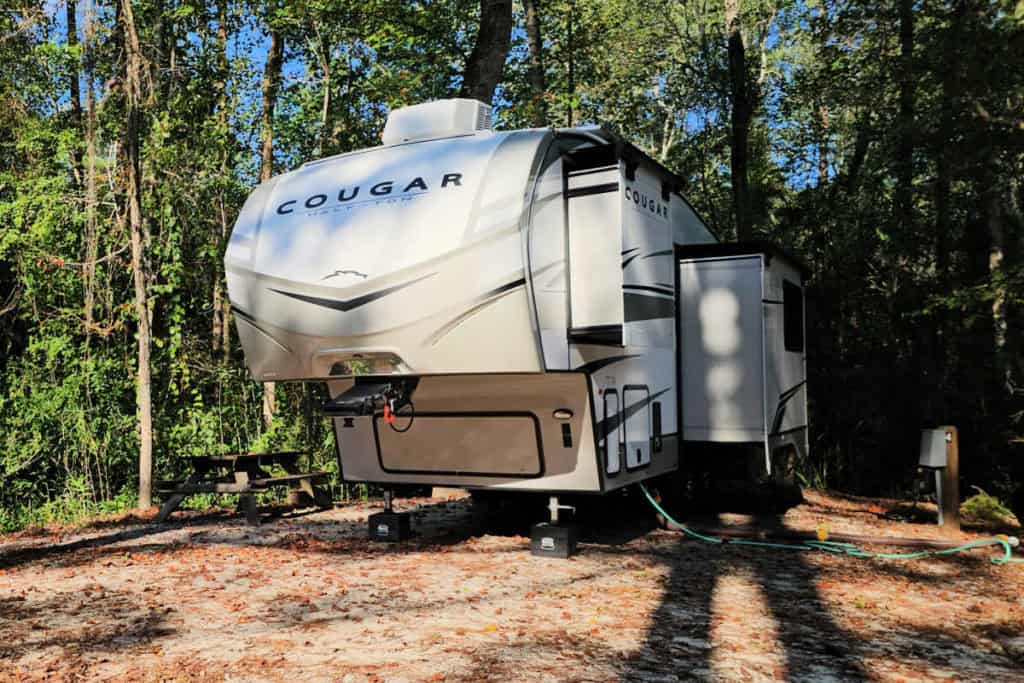 Camper in the campground at Sesquicentennial State Park