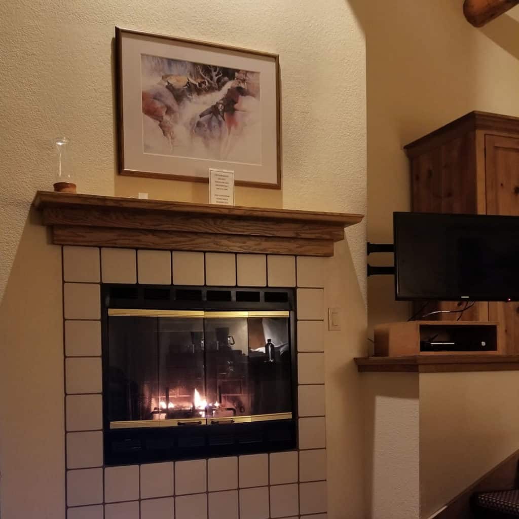 Fireplace in Lakeside Suite at The Pines Resort in Oakhurst California