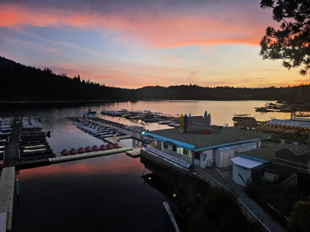 Sunset at The Pines Resort in Bass Lake California