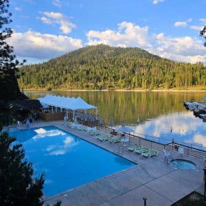 outdoor swimming pool at The Pines Resort Bass Lake California