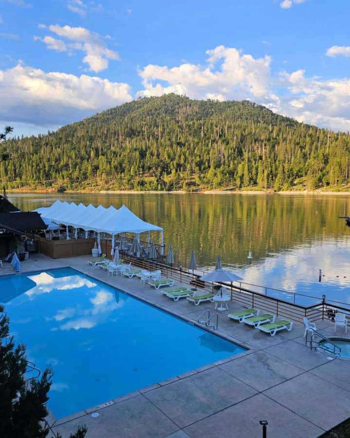 outdoor swimming pool at The Pines Resort Bass Lake California