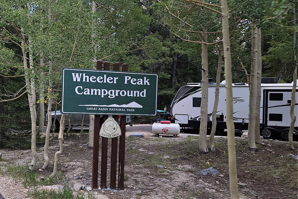 Wheeler Peak Campground Entrance Sign at Great Basin National Park