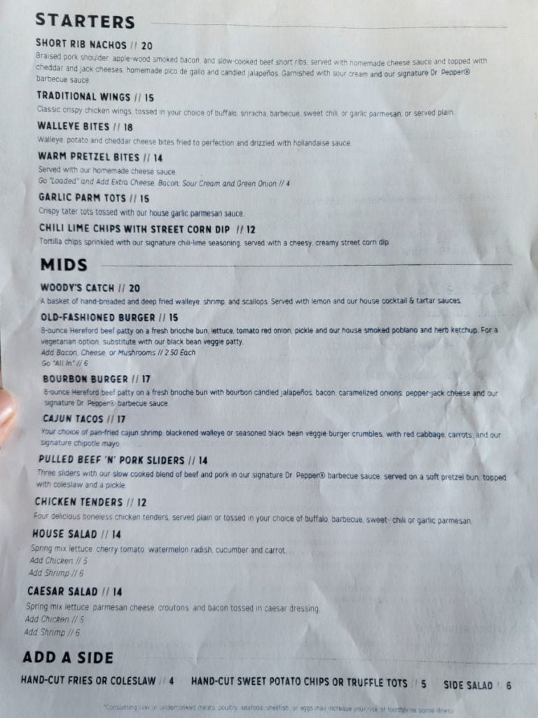 Cantaliver Restaurant Menu from September 2022