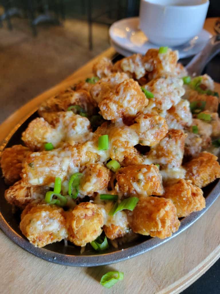 Garlic Parm Tots at Cantilever Restaurant in the Cantilever Hotel and Distillery